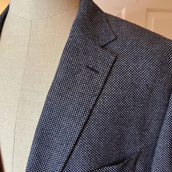 NWOT Men's Boss Hugo Boss Janson1 Slim Fit Navy Gray Blazer Sport Coat 46R - Picture 3 of 8